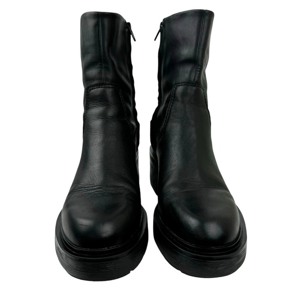 Zara Leather Ankle Platform Combat Boots Chunky Sole 1124/010 Women's Size 41 - Picture 6 of 16